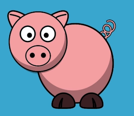 representação gráfica de um porco, sem pelos e de cor rosa