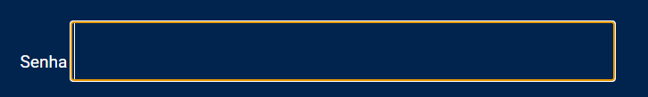 Captura de tela do projeto no navegador com a cor de fundo azul escuro, um campo de texto com o título “Senha” e um retângulo de cor laranja.
