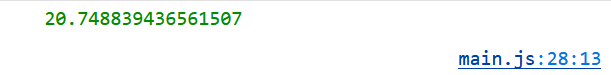 Captura de tela do console exibindo o valor “20.748839436561507”.