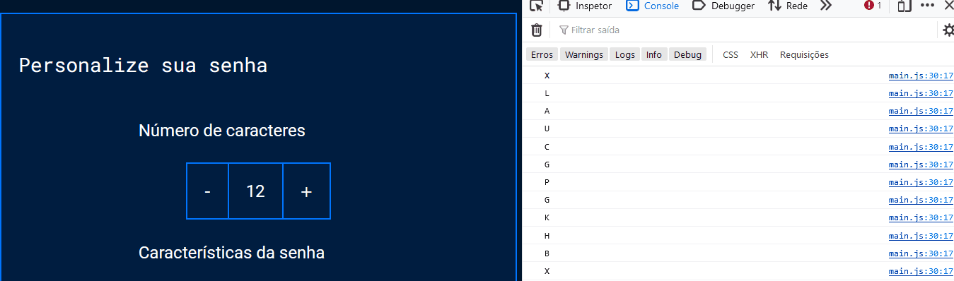 Gif do console e do navegador. Na parte do navegador os botões “+” e “-” são clicados. Na parte do console nenhuma atualização acontece.
