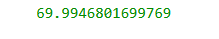 Captura de tela do console no navegador exibindo o valor: 69.9946801699769