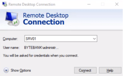 Tela do Remote Desktop Connection
