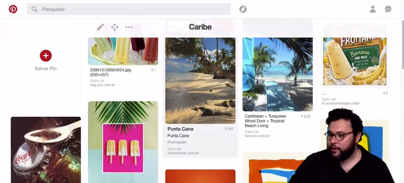 Board de imagens criado no Pinterest chamado de caribe, onde serão guardadas várias imagens para nos inspirar
