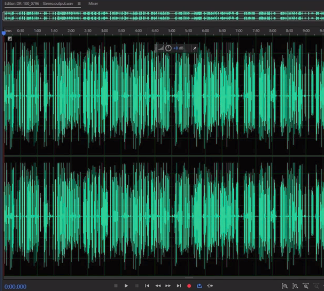 visualização do áudio após processamento pelo The Levelator